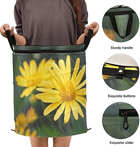 Yellowолтата Дејзи цвет Поп -дополнете го алиштата за перење со капаче за преклопување на капакот за складирање на капакот за избирање