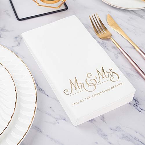 100 пакувања со салфетки за коктел со бела хартија со златен дизајн ， официјална вечера, годишнина, венчавки за маси, соби за гости, тоалети