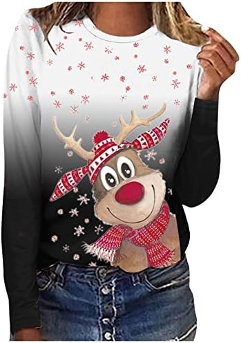Зимска облека Анија за жени маички за Божиќни принт