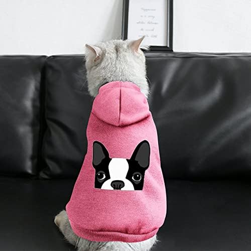 Француски булдог глава мода дуксери со миленичиња мека топла кучиња облека издржлив џемпер за миленичиња со капа