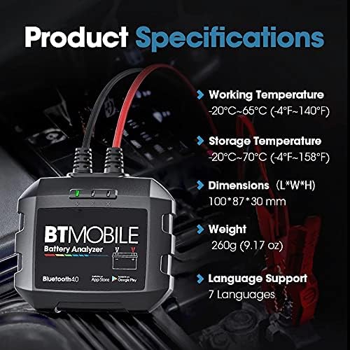 N/A Bluetooth Car Tester Battery Tester BT Mobile 12V монитор за безжична батерија од 100 до 2000CCA Алатка за анализирање