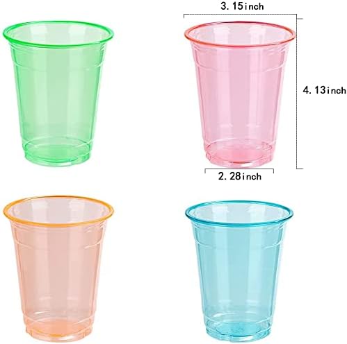 Забава 12 Мл 100 парчиња Повеќебојни Неонски Блескави Пластични Чаши За Еднократна Употреба Забава За Пиење Чаши За Свадба Роденден Ноќ