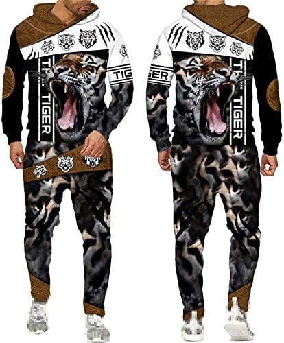 3Д печатени дуксери за џемпери во маица поставени лавови за џемпери за машка спортска облека есенска зимска патент улична облека костуми