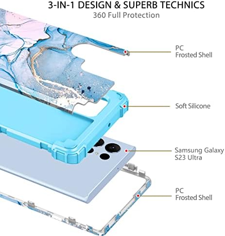 Хекодонк За Samsung Galaxy S23 Ултра Случај, Тешка Заштита Од Удари Тврда Пластика+Силиконски Гумен Хибрид 3 Во 1 Капка Заштитна Кутија За