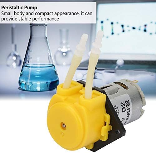 Walfront DC 12V жолта микро вода течна перисталтичка мерење пумпи за аквариум лабораторија аналитички 2 * 4mm, мерни пумпи
