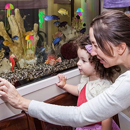 8 парчиња светлечки аквариум украси лажни риби блескава медуза вештачка медуза аквариум флуоресцентни лавови риба морска вода аквариум декорација