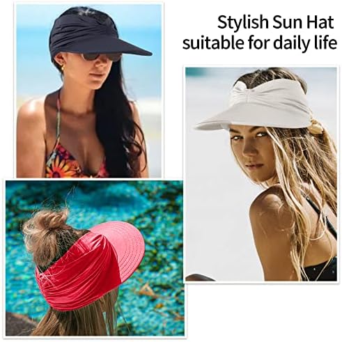 Beorndmy Sun visor Hat hatенски широк еластичен празен врвен летен капи за жени за заштита од УВ