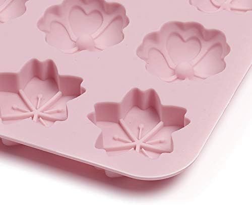 Занаетчиски силиконски сапун со сапун 12 шуплини цреша цветни калапи калапи ленти, 2 пакувања за рачно изработени занаетчиски бисквити бонбони чоколади Фондант тор