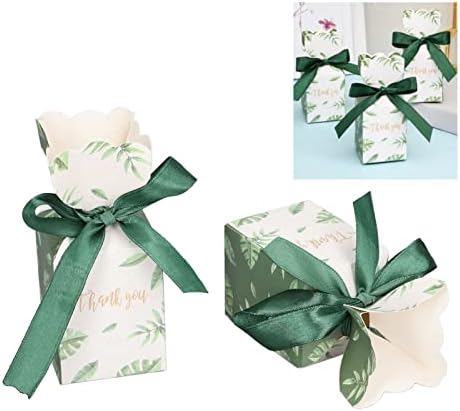 Свадба Подарок Кутија Со Лента, Божиќ Подарок Кутија Лист Шема Зелена Вазна Форма За Подарок Пакување