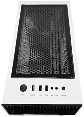 Случај за игри со средна кула на Апевија Енцо-Ви со 1 x температурен стаклен панел, горниот USB3.0/USB2.0/аудио порти, 1 x црно/бело вентилатор,