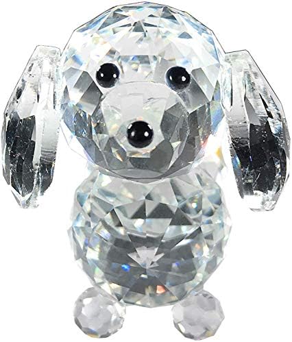 Амлонг кристална фигура кристално кучиња исечено стакло колекционерско, црн нос