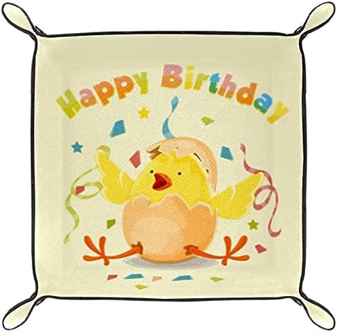 Среќен роденден симпатична жолта пиле и конфети фиока за кревет или влезен начин