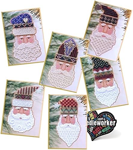 Дедо Мраз се соочуваат со брадавици со брадавици, комплети од 6 - Мил Хил Шармирани комплети за украси - Плус Декоративни налепници