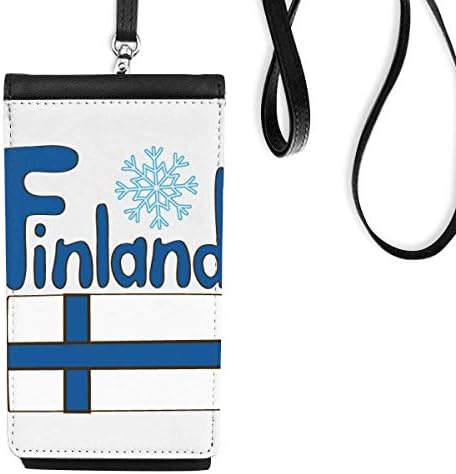 Финска Национално знаме сино образец телефонски паричник чанта што виси мобилна торбичка црн џеб