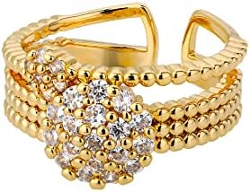 Оилма циркон круг Отворени прстени за жени кристално злато прсти прилагодлив прстен за венчавки за в Vалините накит-89953
