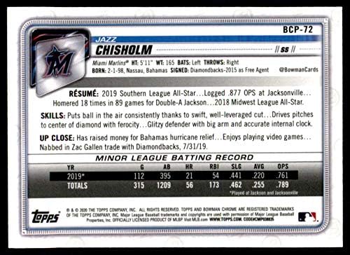 2020 Bowman Chrome Prospect Mega Box #BCP-72 Jazz Chisholm Mojo Rrefactor Miami Marlins Baseball