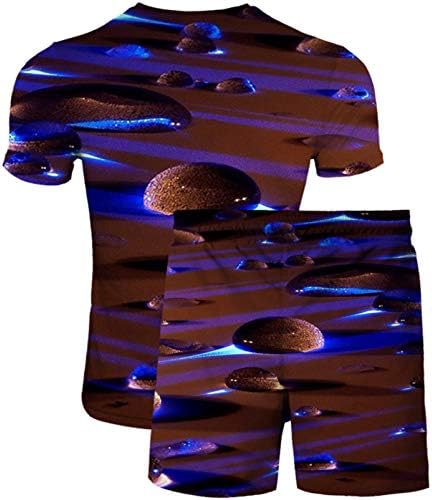 Honeystore машки шарен принт атлетски џогер поставува врвни маици и шорцеви