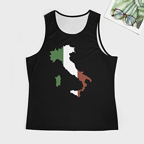Италија мапа на знамето за мапи за вежбање на мажите на врвовите на маички без ракави, лабави атлетски маички