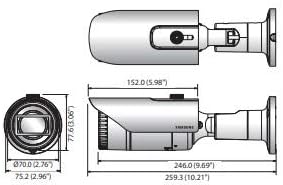 Hanwha Techwin QNO-7080R 4MP IR WDR POE Надворешна мрежа со куршуми со куршуми со леќи од 2,8 ~ 12мм, врска RJ45