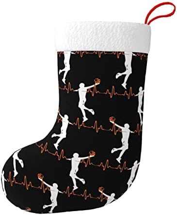Аугенски Божиќни чорапи портокалови кошарка забивање на чукање на срцето двострано камин што виси чорапи