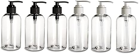 6 пакувања - 8 мл - Пластични шишиња во Бостон - 3 бела пумпа - 3 црна пумпа - За есенцијални масла, парфеми, производи за чистење
