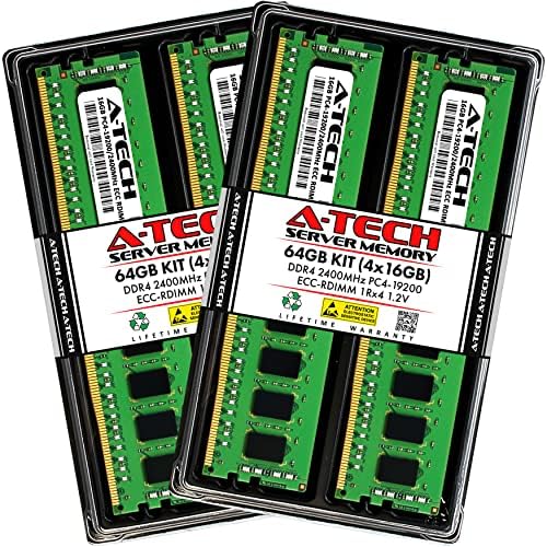 A -Tech 64GB комплет меморија RAM меморија за HPE Z840 Работна станица - DDR4 2400MHz PC4-19200 ECC Регистриран RDIMM 1RX4 1.2V - сервер