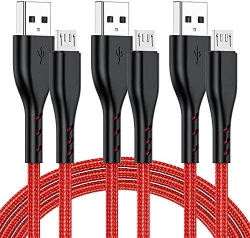Микро USB кабел плетенка 3FT, кабел за полнење со андроид Брз телефонски полнач со најлонски плетенка компатибилен со PS4,