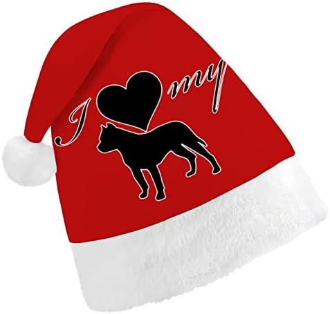 Го Сакам Моето Куче Питбул Божиќна Капа Дедо Мраз Капи Украси За Новогодишна Елка Подароци За Одмор За Возрасни Жени Семејни Мажи