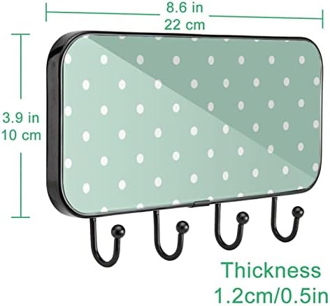 Нане Зелена Бела Полка Точка Печатење Палто Решетката Ѕид Монтирање, Влезот Палто Решетката со 4 Кука За Капут Капа Пешкир Чанта Облека