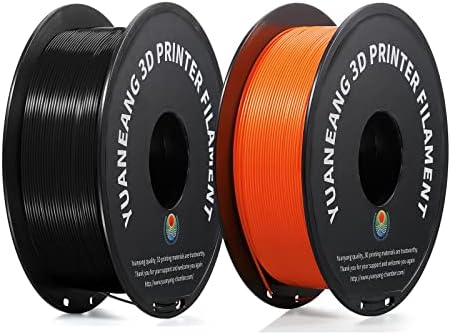 Филамент за печатач со 3Д, црна пламен на црна плата и портокалова PLA, димензионална точност од 1,75мм +/- 0,02 мм, 1 кг 2,2 км лажи