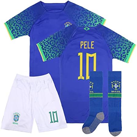 Национален фудбал на Влико Бразил Пеле 10 Детски дрес/кратки/чорапи дома далеку