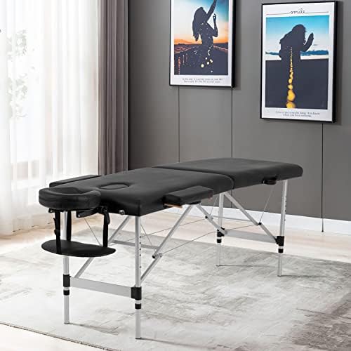 Алуминиумска масажа за масажа преносна масажа за масажа на креветот прилагодлив спа кревет 2 пати