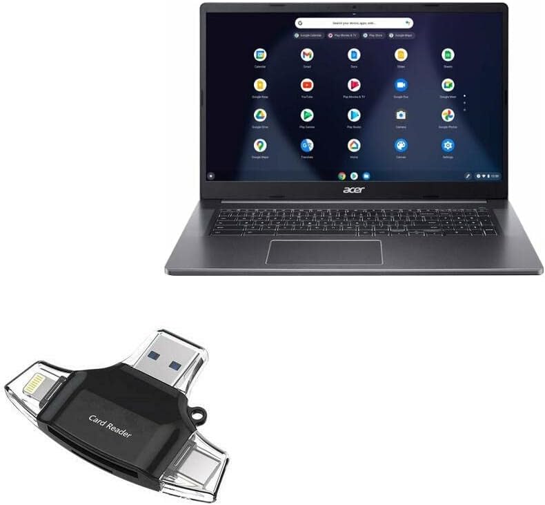 Boxwave Smart Gadget компатибилен со Acer Chromebook 317 - AllReader SD картички читач, читач на картички MicroSD SD Compact USB - JET Black