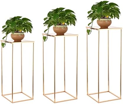 Метал високи растенија стојат затворено злато, аголно растение се залага за растенија во затворен простор, модерна цветна вазна за дневна