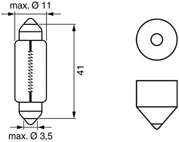 Bosch K10W чисти светло -сијалички за автомобили - 12 V 10 W SV8,5-8 - 2 светилки