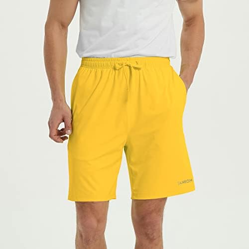 Зонбајлон машка салата Атлетска еластична половината шорцеви со длабоки џебови со влечење 9 ИНСЕАМ