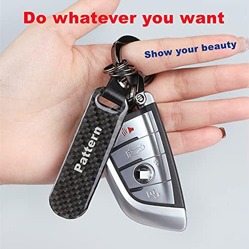 QOMAGO CAR 3 лого на логото со лого на тастатурата од јаглеродни влакна од кожна легура Поставете модна спортска клучева клуч за клучеви за
