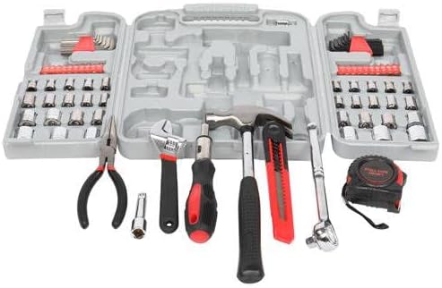 Комплет за алатки за домаќинства 186 парчиња, комплет за алатки за автоматско поправка, вклучен сив случај