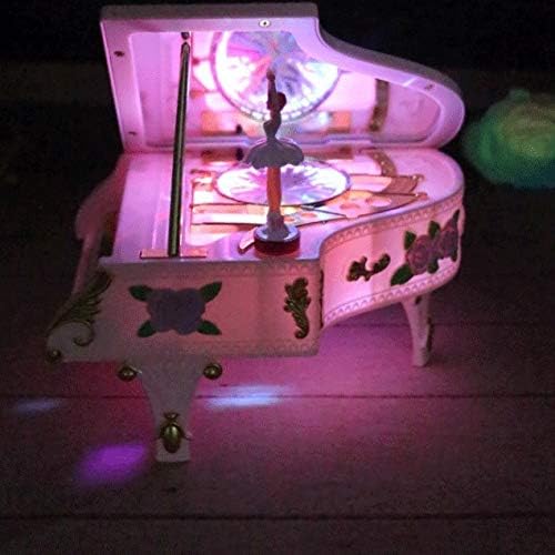 Gkmjki розова пијано музичка кутија LED светло музичка кутија за накит ротирачки балет девојки музички бокс роза музика кутија