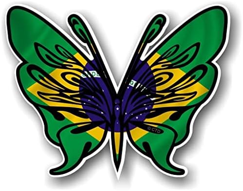 Бразил Знаме Пеперутка Налепница Винил Налепница За Автомобил Браник Прозорец Лаптоп Комбе Книги Водоотпорен 5