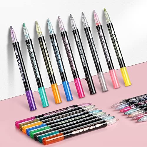 Kingmas 24 бои ги опишуваат металните маркери пенкала, супер пикли со двојна линија пенкало, магични сјајни цртање пенкала за честитки,
