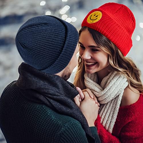 Foaincore 6 пакувања зимски везени капчиња за гравчиња за жени мажи плетени манжетни насмевка лице топло затегнување плетено манжетно гравче