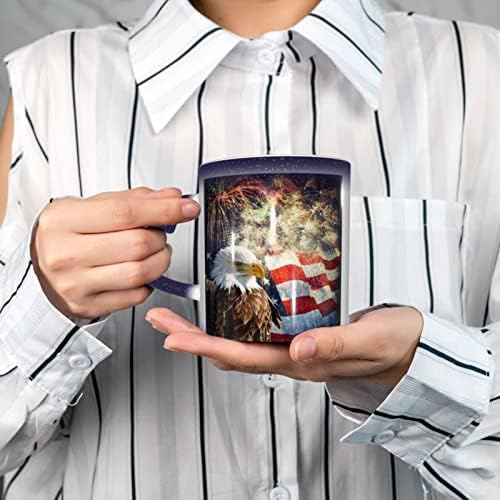 МОЛИЈА Американско Знаме Орел огномет печатени Чаши Керамичка Кригла За Кафе Чувствителна На Топлина, Шолја За Млечен Чај, Подарок За Празничен