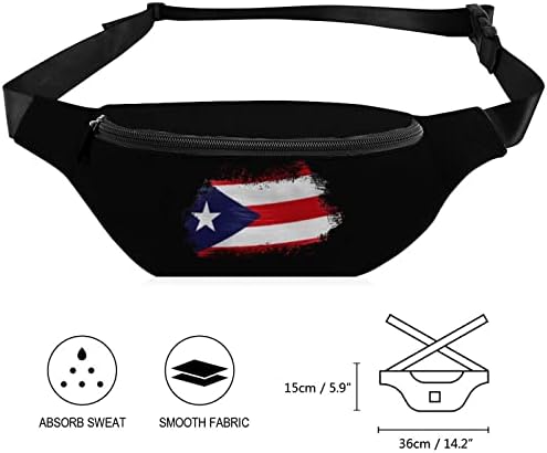 Торба за појас на знамето на Порто Рико за жени машка торба за половината со торбичка со прилагодлива лента за туристичка канцеларија