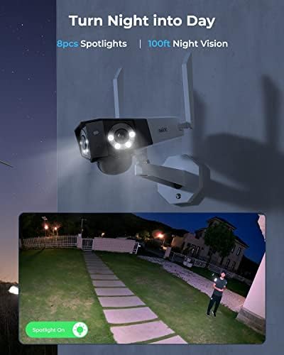 Reolink 6MP безбедносна камера на отворено, двојна леќа соларна безбедносна камера со преглед од 180 °, 2,4/5GHz WiFi камера, ноќно