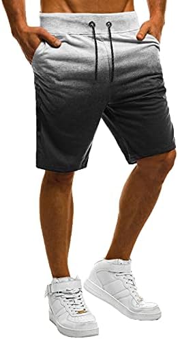 Niuqi машки обични шорцеви спортски патенти џебови градиент во боја модна работа панталони еластична фитрија за половината
