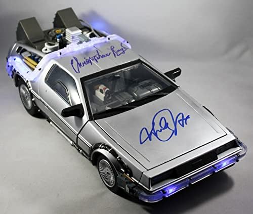 Мајкл Ј Фокс и Кристофер Лојд потпишаа 1/15 скала назад кон иднината Делореан временска машина за умирање на автомобили w/jsa loa