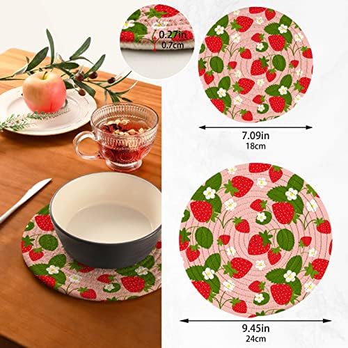 Табели за табели за топли јадења јагода симпатична цветна тркалезна матична мат