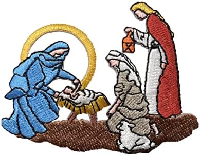 Сцена на породување - Бебе Исус - Свето семејство - Божиќ - Везено железо на лепенка