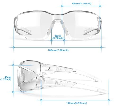 Безбедносни очила Rivbao Заштита на очите со УВ заштитнички отпорни на гребење и леќи за леќи за лаборатории над очила TA25